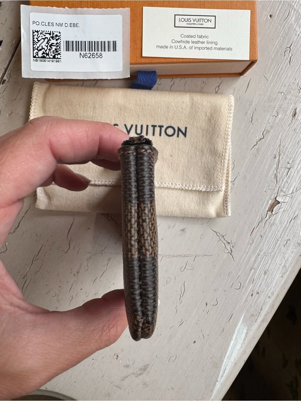 Louis Vuitton Damier Ebene Cles Key Pouch Small Zip Card & Coin Pouch